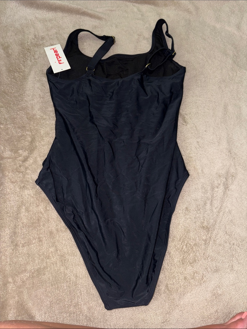 Ruched Black One-Piece Swimsuit with Square Neck - Women Swim - Picture 3 of 6